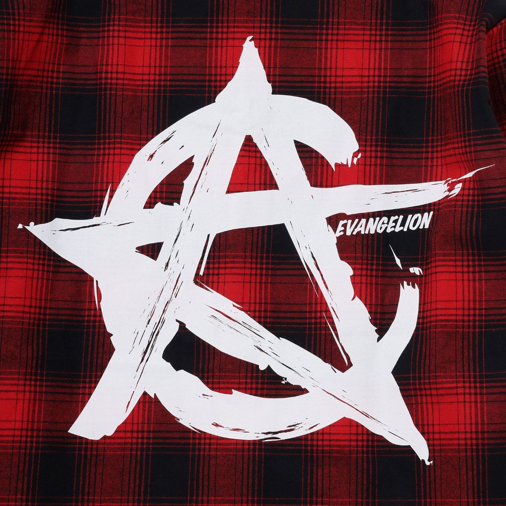 [Evangelion] RADIO EVA CIRCLE EVA FLANNEL CHECK SHIRTS RED - Image 2
